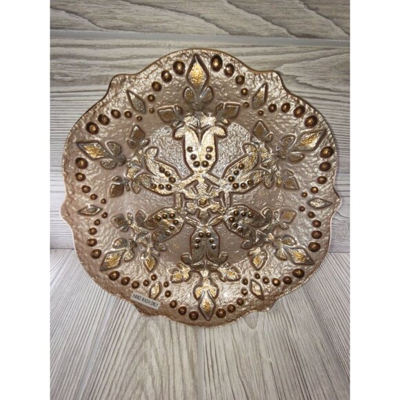 2 Pc Snowflake Server Platter Christmas Fused Glass Grassland Road Amscan - Picture 4 of 10